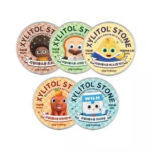 [자일리톨스톤] 브레드이발소 초코맛 60g+사과향 60g+바나나향 60g+오렌지향 60g+오리지널 60g