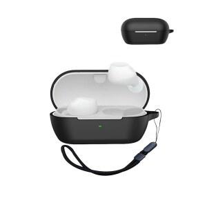 [미국배송] 소니 WF-C710N 액티브 노이즈 캔슬링 이어버드 케이스 프리미엄 실리콘 충격 방지 스킨 터치 충전 포트 접근 가능 전면 LED 랜야드 블랙.