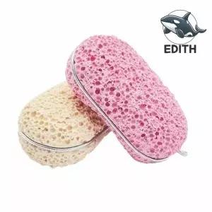 발뒤꿈치 각질 제거 세척용 스펀지 핑크 베이지