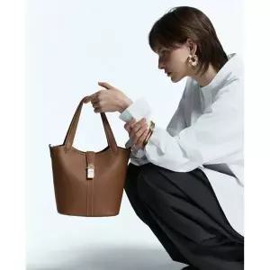 [NS홈쇼핑]DCBA6E174W2 닥스 브라운 소가죽 체크 장식 포인트 토트백S[35605826]