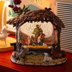 [NS홈쇼핑]25013 구유 크리스마스 오르골 워터볼 LED 스노우볼 무드등 조명..