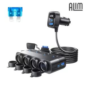 아림 차량용 4구 스위치 멀티 소켓 시거잭 C타입 초고속충전 PPS 120W 볼트게이지 전압