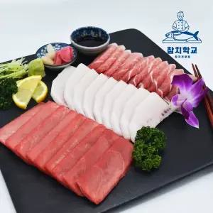 [참치학교](타임스퀘어점리빙관)프리미엄 참치회 세트 (참다랑어 대뱃살, 적신, 황새치 뱃살)