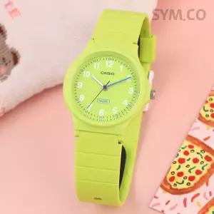 [카시오] LQ-24B-3B 클래식 아날로그 바이오레진 팝 옐로우그린 수능 수험생 여자 우레탄 시계 d