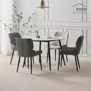 [/착불배송] 캐슬 1050 원형 포세린 통 세라믹 식탁 세트 (식탁+의자4)