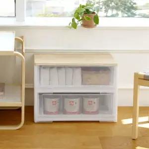 /보노하우스 이노스 투명 우드상판 2단 서랍장 플라스틱 수납장