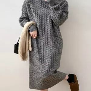 꽈배기 터틀넥 롱 니트 원피스(G5WOP036P)