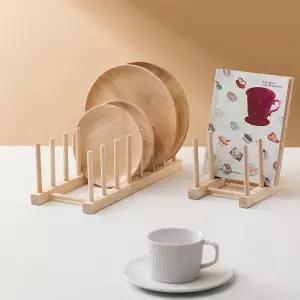 따뜻한 감성의 원목 접시꽂이 정리대