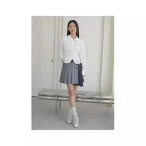 [에고이스트]소재 믹스 비죠 장식 플리츠 스커트 ER1WS261 596009