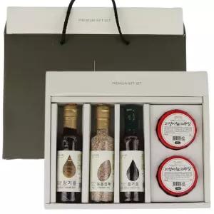 [G] 국내산 기름 선물세트 2호 참기름180ml+들기름180ml+볶음참깨90g+고추장150g)