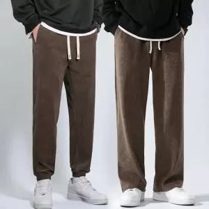 남성 겨울 코듀로이 기모 바지 세미와이드 조거 기모 팬츠 2타입