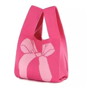 여성파우치가방 여자 캐주얼 미니 니트 봉지 손목백 토트백 핑크 가방