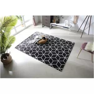 온카페트 헥사곤 워셔블 러그 카페트 블랙 150x200 BNS