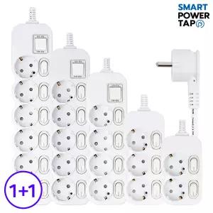 스마트파워탭 1+1 국산 개별 납작 멀티탭 / 2구~6구 개별 절전 과부하차단 스위치 틈새 멀티 콘센트 슬림 납작 플러그