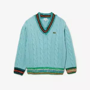 [LACOSTE] 라코스테 남성 V넥 테니스 케이블 스웨터 (AH081653N)PIW