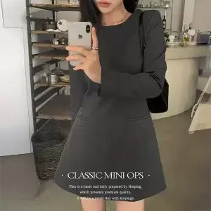 핫핑 [하객룩][핏예쁨] 듀릿 A라인핏 페이크 웰트포켓 미니원피스