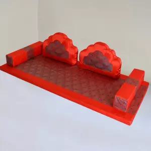 전통보료 오색모빌 왕실 좌식 예단 등받이 붉은 베개 궁중