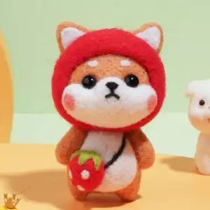 DIY 동물친구 양모펠트 키트(딸기시바견)/어린이/초등/학생/만들기/키트/세트/인형/공예/재료/공작/취미