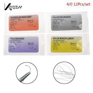 의료 수술 봉합 도구용 바늘 나일론 모노필라멘트, 무부상 실 75cm 4/0, 12 개
