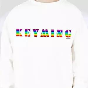 키밍 레인보우 그라데이션 기본 맨투맨 라운드 포인트