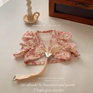 코코스튜디오 강아지옷 봄여름 거즈면 수채화 프릴하네스 세트