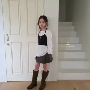 뷔스티에 세트 긴팔티 키즈 주니어 여아