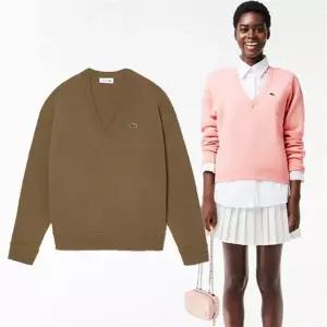 [LACOSTE] 라코스테 여성 링스링스 브이넥 스웨터 (AF9554)