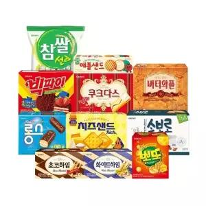 크라운 사무실 과자 세트 10+1 (총 11종) / 버터와플 참쌀선과 초코하임 빅파이