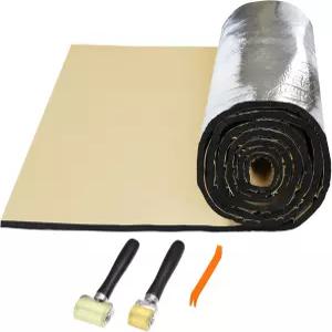 uxcell 1 세트 자동차 방음 매트 10mm 도어 후드 엔진 단열재 설치 도구 포함 100x100cm 40 x40