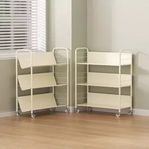 조립식 철제 트롤리형 책장 이동식 수납랙 바퀴 달린 간식정리 수납선반