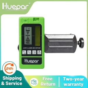 펄스 라인이 있는 Huepar LR-5RG 레이저 레벨 수신기 감지기 양면 백라이트 LCD 디스플레이는 실외용 녹색