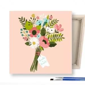 ( )DIY 미니 꽃다발 25X25 캔버스 그림그리기 페인팅