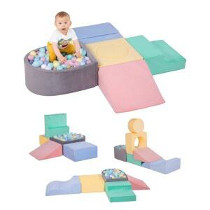 DTRK 베이비 클라이밍 블록 6종 세트 - 운동 능력 개발을 위한 최고의 부드럽고 안전한 용 폼 1-3 미끄럼방지 베이스가 있는 실내 놀이 체육관 남자 여자 노볼