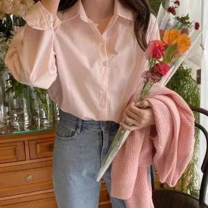 베이직 여성 기본 정장 면접 화이트 긴팔 셔츠 면 국내산 남방