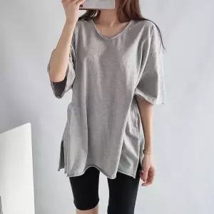 아이우먼 빈티지컷워싱20수반팔티 NSP099M601 빅사이즈