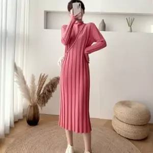 니트 아이보리 롱 짜임 원피스 겨울원피스 빅골지 롱원피스 핑크 블랙 세로