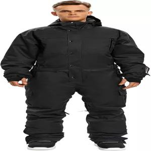 SNBOCON 남성 원피스 스키복 스노우슈트 컬러풀 스노보드 점프슈트 방수 후드 웜 재킷 야외 겨울