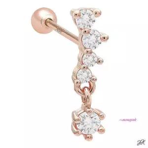 엔젤윙피어싱 드롭 로즈골드 금침 14K 데일리 큐빅 포인트 골드핀 심플스틱opq974
