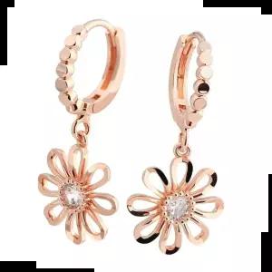 14K 골드필드 핀 데이지 꽃 드롭 원터치 링 귀걸이