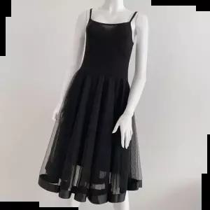 원피스 더블레이어 슬립 망사원피스 블랙