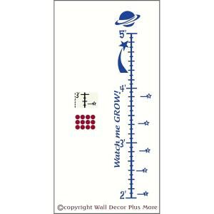 WDPM639 우주 벽 비닐 스티커 성장 차트 6.8 cm (2-5 피트) 연령 마커 포함, 트래픽 블루