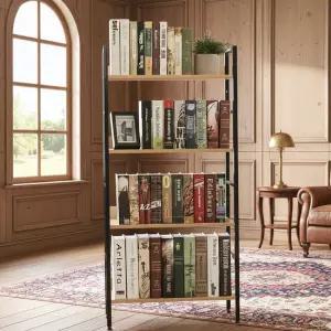 이지심플 책장겸용선반 4단 (블랙) 수납 조립식 거실 베란다 철제선반