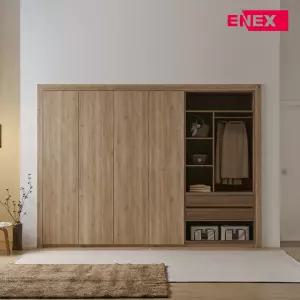 에넥스 브리제 E0 하이브리드 오픈형 붙박이장 330cm 11자 맞춤 시공 안방