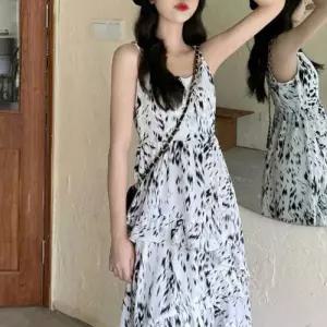 로맨틱 러플 플레어 서스펜더 드레스 TDR-0071