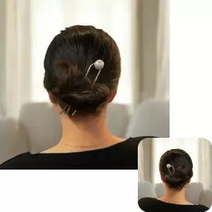 왕진주 비녀 헤어코사지 U자핀 올림머리