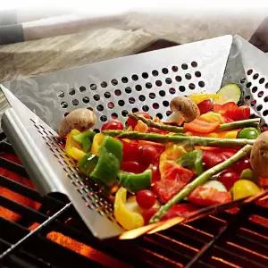 라움샵 캠핑 낚시 직화 구이 스텐 바베큐 사각 타공 프라이팬