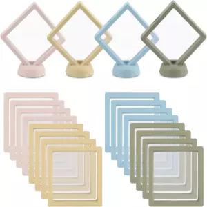 스탠드가 있는 플로팅 프레임 케이스 20개 3.5배 0.8인치 챌린지 코인 디스플레이 투명 PE 보석 보관함