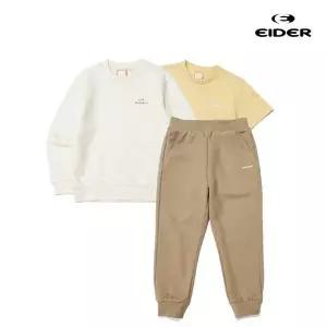 [아이더]키즈 에센셜 아동 1팩 3종 세트 맨투맨조거팬츠반팔티 2컬러 택1 JUU23201 716926