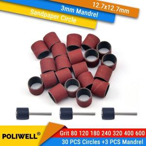 원통형 사포 서클 3 개 3M 호환m 생크 1/2 인치 그라인딩 휠 연마 샌딩 밴드 드릴 도구 액세서리 30 개