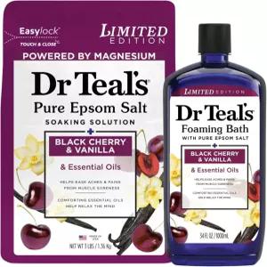 닥터 틸 한정판 블랙 체리 바닐라 배스 세트 퓨어 엡섬 솔트 앤 포밍 34 FL OZ